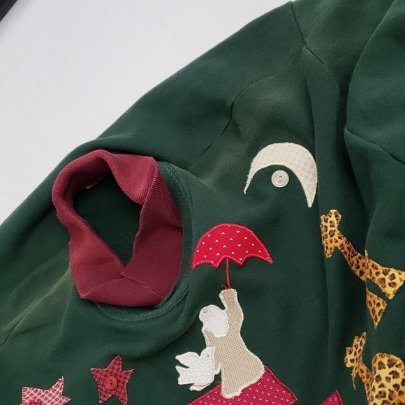 Vintage Jerzees Sweatshirt Noah's Ark Appliqued Handcrafted Green L - Picture 11 of 12